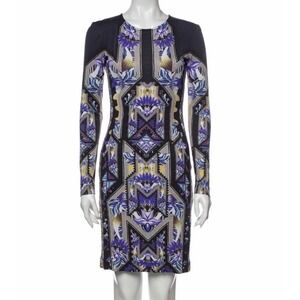 Mary Katrantzou 100% Silk Bold Print Abstract Kaleidoscope Long Sleeve Dress XS